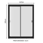 Guarda-Roupa Solteiro Madesa Denver 2 Portas de Correr Preto/Branco