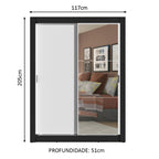 Guarda-Roupa Solteiro Madesa Denver 2 Portas de Correr com Espelho Preto/Branco