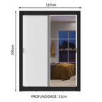 Guarda-Roupa Solteiro Madesa Dallas 2 Portas de Correr com Espelho 2 Gavetas Preto/Branco