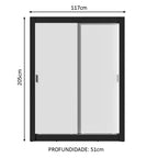 Guarda-Roupa Solteiro Madesa Dallas Plus 2 Portas de Correr 4 Gavetas Preto/Branco