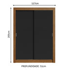 Guarda-Roupa Solteiro Madesa Dallas 2 Portas de Correr 2 Gavetas Rustic/Preto