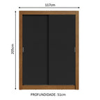 Guarda-Roupa Solteiro Madesa Dallas Plus 2 Portas de Correr 4 Gavetas Rustic/Preto