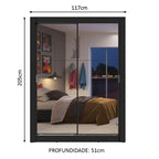 Guarda-Roupa Solteiro Madesa Dallas 2 Portas de Correr de Espelho 2 Gavetas Preto