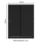 Guarda-Roupa Solteiro Madesa Dallas 2 Portas de Correr 2 Gavetas Preto