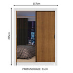 Guarda-Roupa Solteiro Madesa Denver 2 Portas de Correr com Espelho Branco/Rustic