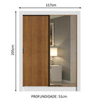 Guarda-Roupa Solteiro Madesa Dallas 2 Portas de Correr com Espelho 2 Gavetas Branco/Rustic