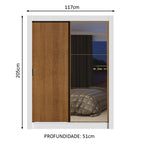 Guarda-Roupa Solteiro Madesa Dallas Plus 2 Portas de Correr com Espelho 4 Gavetas Branco/Rustic