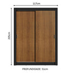 Guarda-Roupa Solteiro Madesa Dallas 2 Portas de Correr 2 Gavetas Preto/Rustic