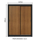 Guarda-Roupa Solteiro Madesa Dallas Plus 2 Portas de Correr 4 Gavetas Preto/Rustic