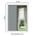 Guarda-Roupa Solteiro Madesa Denver 2 Portas de Correr com Espelho Branco/Cinza