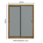 Guarda-Roupa Solteiro Madesa Denver 2 Portas de Correr Rustic/Cinza