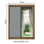 Guarda-Roupa Solteiro Madesa Denver 2 Portas de Correr com Espelho Rustic/Cinza