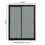 Guarda-Roupa Solteiro Madesa Denver 2 Portas de Correr Preto/Cinza