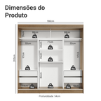 Guarda-Roupa Casal Madesa Reno 3 Portas de Correr Rustic