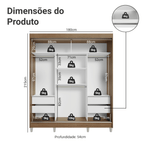 Guarda-Roupa Casal com Pés 3 Portas de Correr com Espelho Rustic Reno Madesa