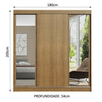 Guarda-Roupa Casal Madesa Reno 3 Portas de Correr com Espelhos Rustic