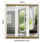 Guarda-Roupa Casal Madesa Reno 3 Portas de Correr de Espelho Rustic/Branco