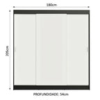 Guarda-Roupa Casal Madesa Reno 3 Portas de Correr Preto/Branco