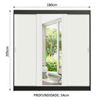 Guarda-Roupa Casal Madesa Reno 3 Portas de Correr com Espelho Preto/Branco