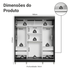 Guarda-Roupa Casal com Pés 3 Portas de Correr Preto/Branco Reno Madesa