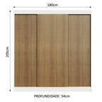 Guarda-Roupa Casal Madesa Reno 3 Portas de Correr Branco/Rustic