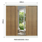Guarda-Roupa Casal Madesa Reno 3 Portas de Correr com Espelho Branco/Rustic
