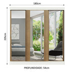 Guarda-Roupa Casal Madesa Reno 3 Portas de Correr de Espelho Branco/Rustic