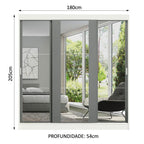 Guarda-Roupa Casal Madesa Reno 3 Portas de Correr de Espelho Branco/Cinza