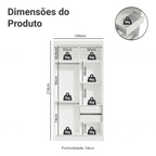 Guarda-Roupa Solteiro Madesa Tokio 2 Portas de Correr 2 Gavetas Branco/Preto