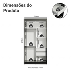 Guarda-Roupa Solteiro Madesa Tokio 2 Portas de Correr de Espelho 2 Gavetas Preto