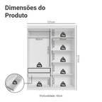Guarda-Roupa Closet 2 Gavetas 121 cm Branco Venus Madesa