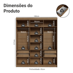 Guarda-Roupa Closet 4 Gavetas 180 cm Rustic Venus Madesa