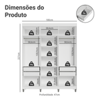 Guarda-Roupa Casal com Pés 6 Portas Batentes com Espelho Branco/Branco/Rustic Venus Madesa