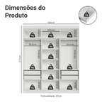 Guarda-Roupa Casal 6 Portas Batentes com Espelho Branco/Preto/Preto Venus Madesa