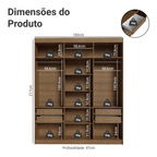 Guarda-Roupa Casal 6 Portas Batentes Rustic/Preto/Preto Venus Madesa