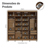 Guarda-Roupa Casal com Pés 8 Portas Batentes com Espelho Rustic/Preto/Preto Venus Madesa