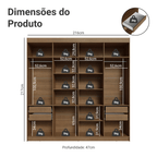 Guarda-Roupa Casal 8 Portas Batentes Rustic/Preto/Preto Venus Madesa