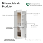 Guarda-Roupa Modulado 2 Portas com Espelho 4 Prateleiras 1 Cabideiro Branco Neo Madesa
