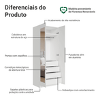 Guarda-Roupa Modulado 2 Portas com Espelho 4 Gavetas 1 Cabideiro Branco Neo Madesa