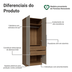 Guarda-Roupa Modulado 2 Portas 2 Gavetas 1 Cabideiro Rustic/Crema Neo Madesa