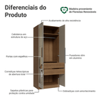 Guarda-Roupa Modulado 2 Portas com Espelho 2 Gavetas 1 Cabideiro Rustic/Crema Neo Madesa