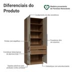 Guarda-Roupa Modulado 2 Portas com Espelho 2 Gavetas 4 Prateleiras Rustic/Crema Neo Madesa