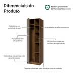Guarda-Roupa Modulado 1 Porta 5 Nichos Rustic/Crema Neo Madesa
