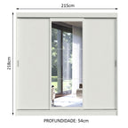 Guarda-Roupa Casal Madesa Istambul 3 Portas de Correr com Espelho 3 Gavetas Branco