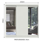 Guarda-Roupa Casal Madesa Istambul 3 Portas de Correr com Espelhos 3 Gavetas Branco