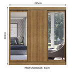 Guarda-Roupa Casal Madesa Istambul 3 Portas de Correr com Espelhos 3 Gavetas Rustic