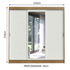 Guarda-Roupa Casal Madesa Istambul 3 Portas de Correr com Espelho 3 Gavetas Rustic/Branco