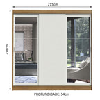 Guarda-Roupa Casal Madesa Istambul 3 Portas de Correr com Espelhos 3 Gavetas Rustic/Branco
