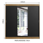 Guarda-Roupa Casal Madesa Istambul 3 Portas de Correr com Espelho 3 Gavetas Rustic/Preto