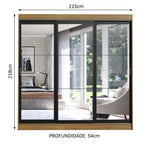 Guarda-Roupa Casal Madesa Istambul 3 Portas de Correr de Espelho 3 Gavetas Rustic/Preto